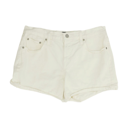 White Solid Denim Shorts