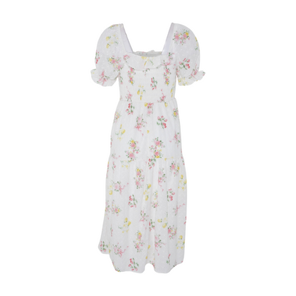 White Floral Midi Dress