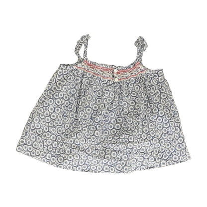 Blue Floral Sleeveless Blouse