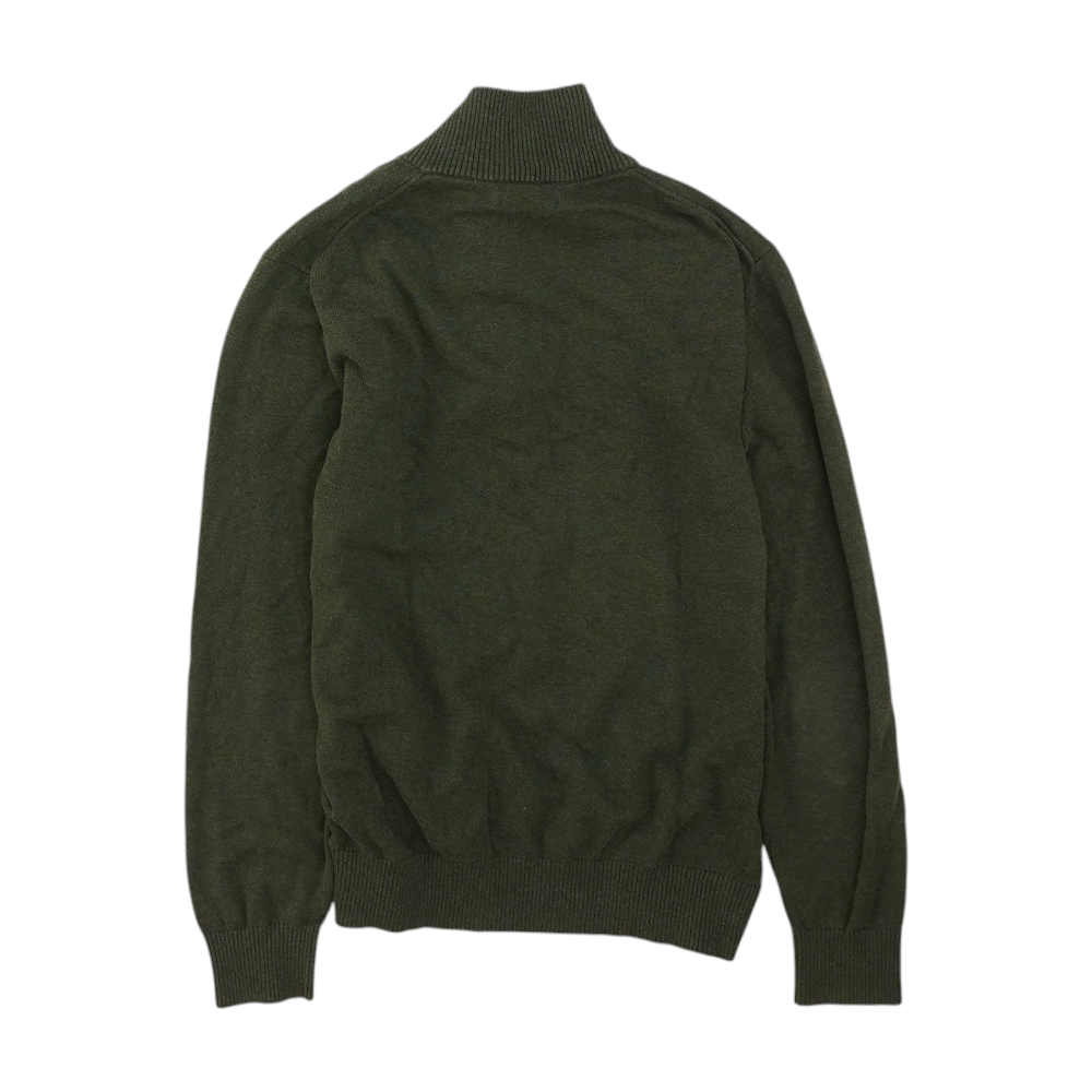 Green Solid 1/4 Zip Sweater