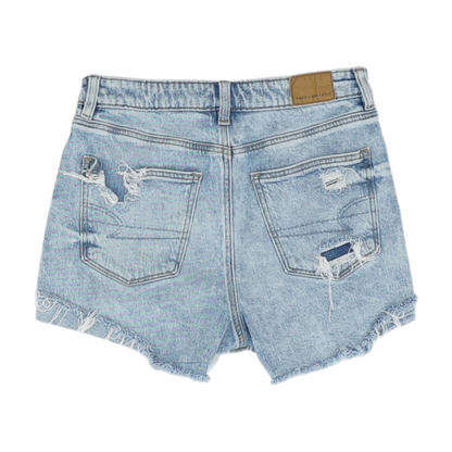 Blue Solid Denim Shorts