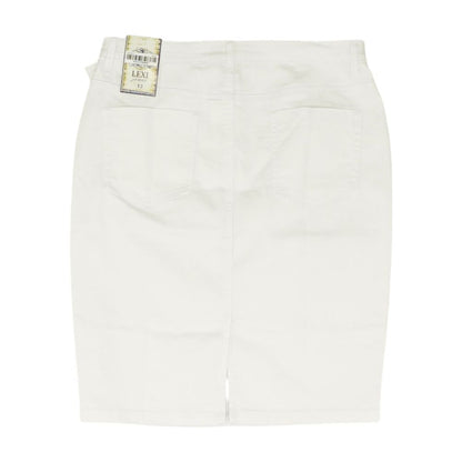White Solid Midi Skirt