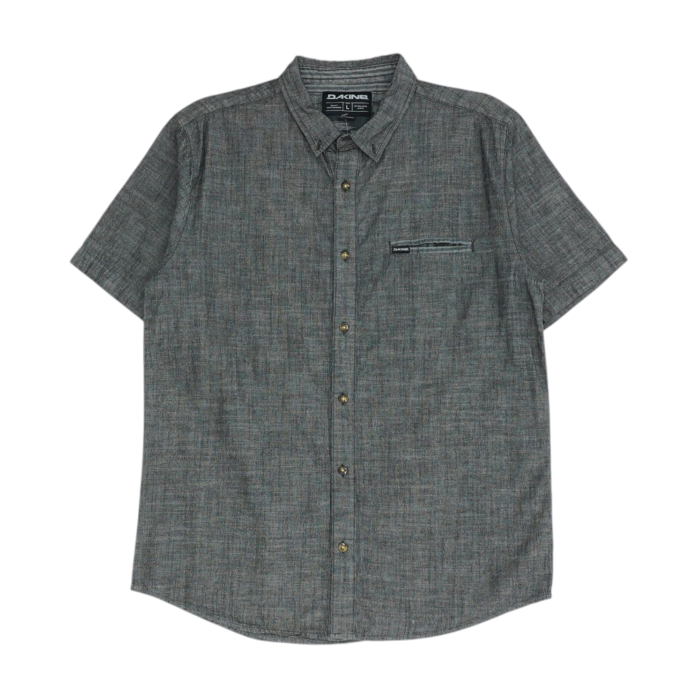 Black Solid Short Sleeve Button Down