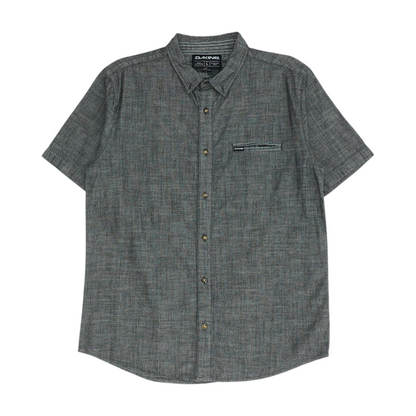 Black Solid Short Sleeve Button Down