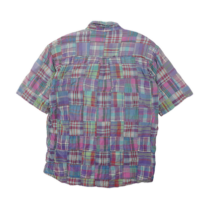 Vintage Purple Plaid Short Sleeve Button Down