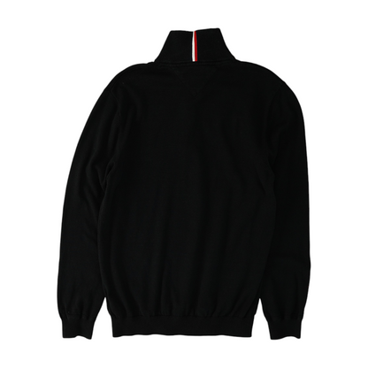 Black Solid 1/4 Zip Sweater