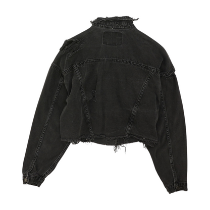 Black Solid Denim Jacket