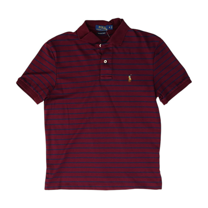 Maroon Striped Short Sleeve Polo