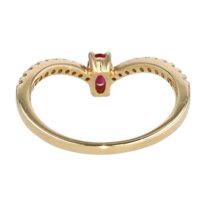 1/4 Ct 14K Gold Pear Ruby With Diamond Accents Wishbone Ring
