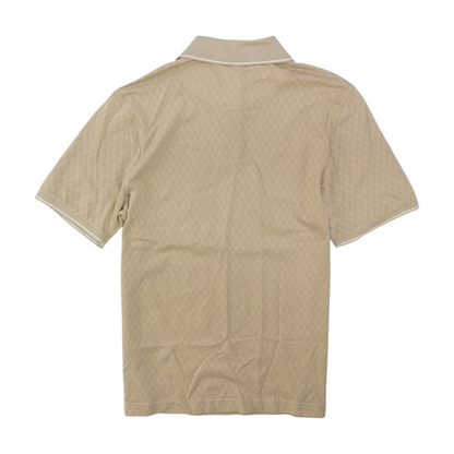 Beige Solid Short Sleeve Polo
