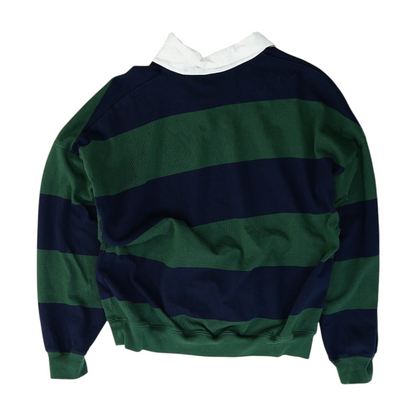 Green Striped Long Sleeve Polo