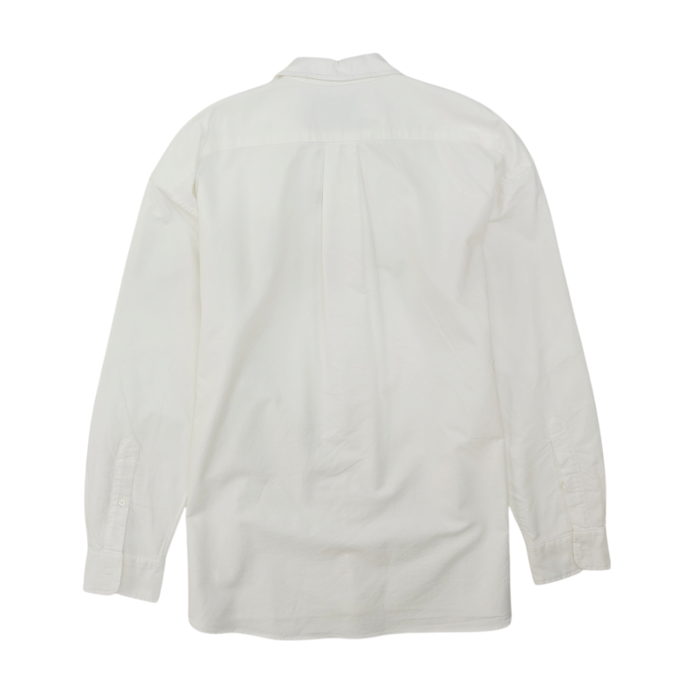 White Solid Long Sleeve Button Down