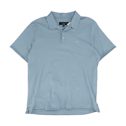 Blue Solid Short Sleeve Polo