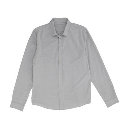 Gray Solid Long Sleeve Button Down