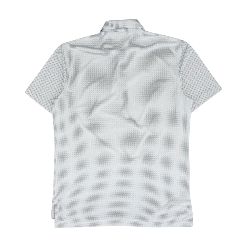 White Print Short Sleeve Polo