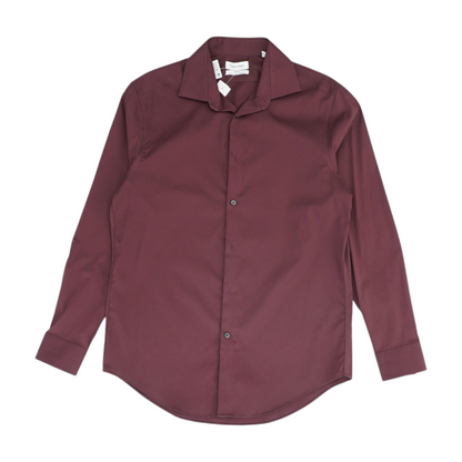 Burgundy Solid Long Sleeve Button Down