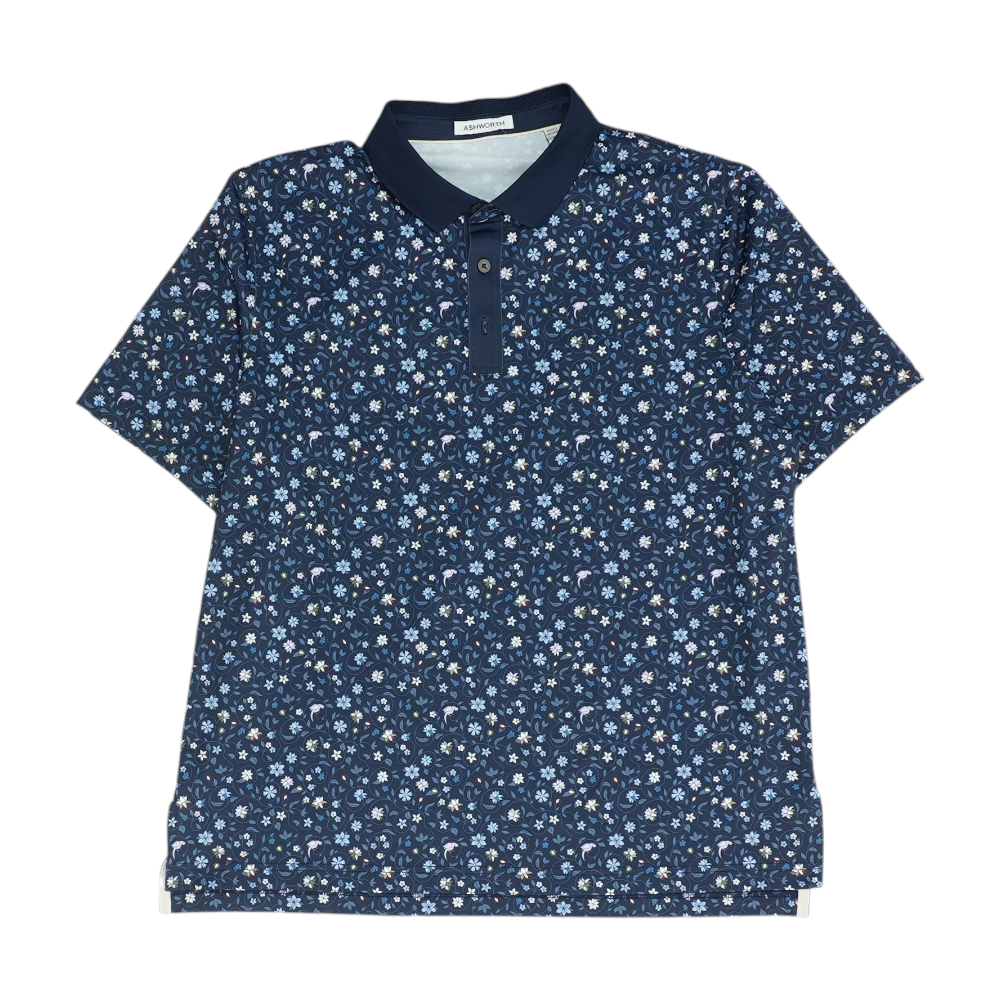Navy Floral Short Sleeve Polo