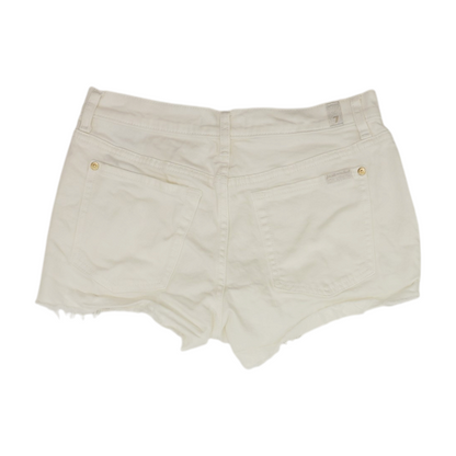 White Solid Denim Shorts