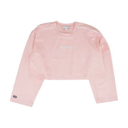 Pink Embroidery Detail Cropped T-Shirt