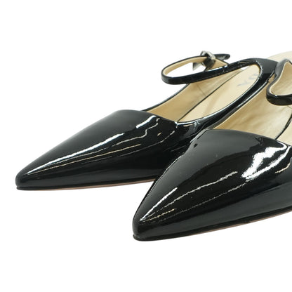 Black Pointed Toe Patent Leather Mules