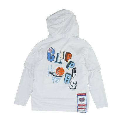 White LA Clippers Graphic Hoodie Pullover
