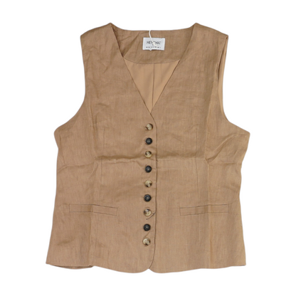 Brown Solid Casual Vest