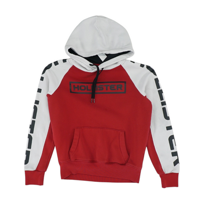 Red Color Block Hoodie Pullover