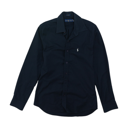 Black Solid Long Sleeve Button Down