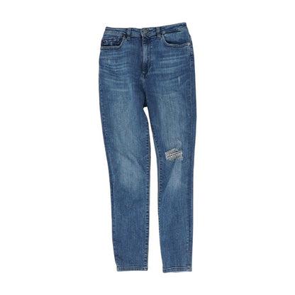 Blue Solid High Rise Skinny Leg Jeans