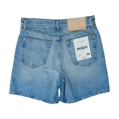 Blue Solid Denim Shorts