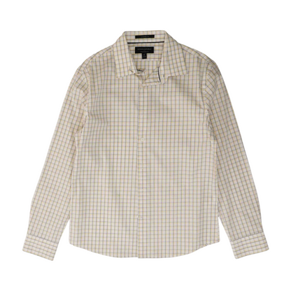 White Plaid Long Sleeve Button Down
