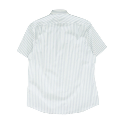 White Striped Short Sleeve Button Down