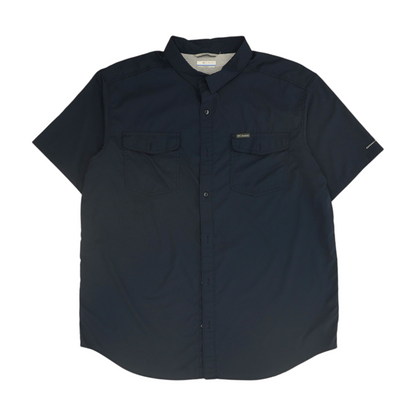 Navy Solid Short Sleeve Button Down