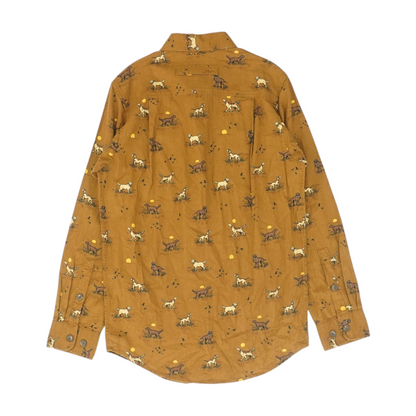 Brown Animal Print Flannel Button Down