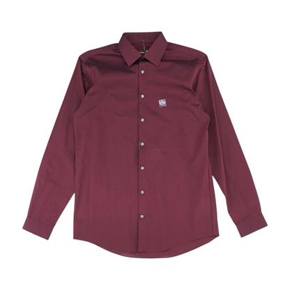 Maroon Solid Long Sleeve Button Down