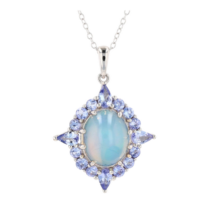 Sterling Silver Opal Pendant Necklace