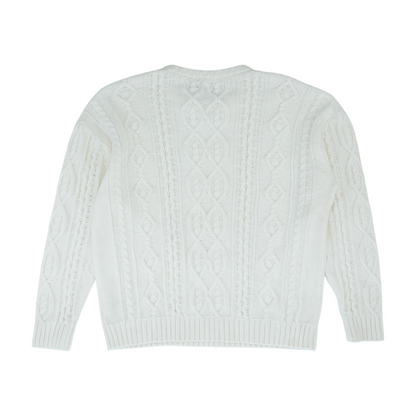 White Solid Pullover Sweater