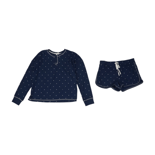 Navy Polka Dot Pajama Set