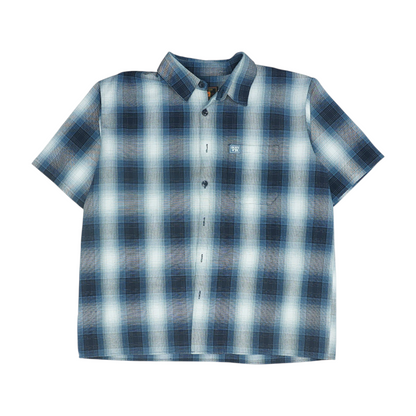 Blue Plaid Short Sleeve Button Down