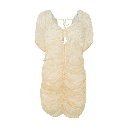 Beige Floral Midi Dress