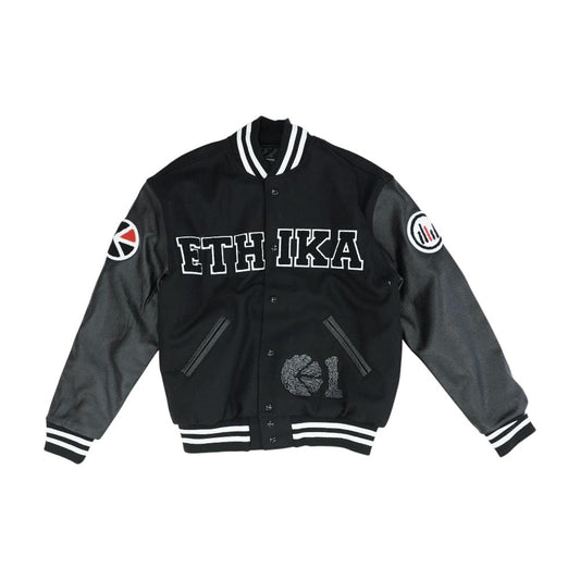 Black Embroidery Detail Bomber Coat