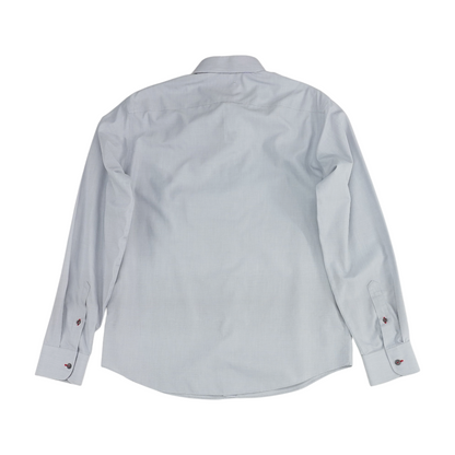 Blue Solid Long Sleeve Button Down