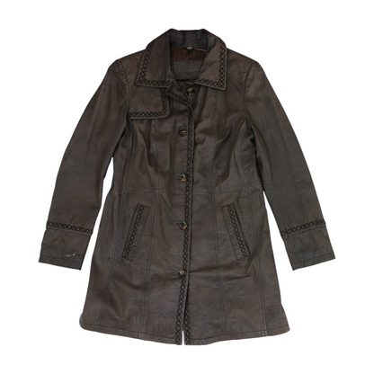 Brown Solid Leather Jacket