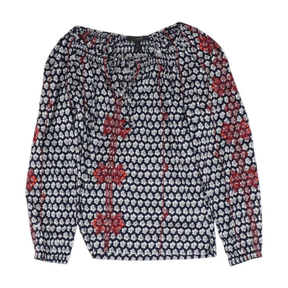 Navy Floral Long Sleeve Blouse
