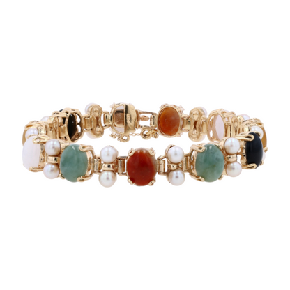 14K Yellow Gold Multi Gem Tennis Bracelet
