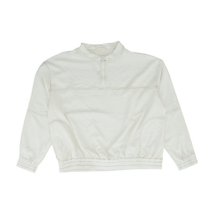 White Solid 1/4 Zip Pullover
