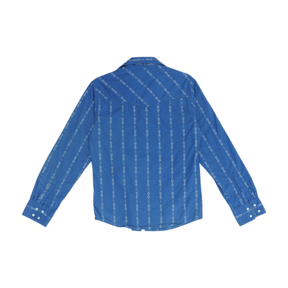 Blue Abstract Long Sleeve Button Down