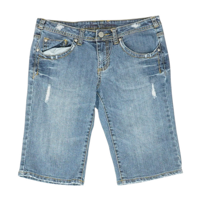 Blue Solid Denim Shorts