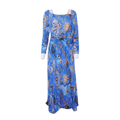 Blue Graphic Maxi Dress