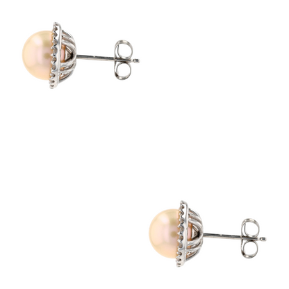 14K White Gold Cultured Pearl Stud Earrings